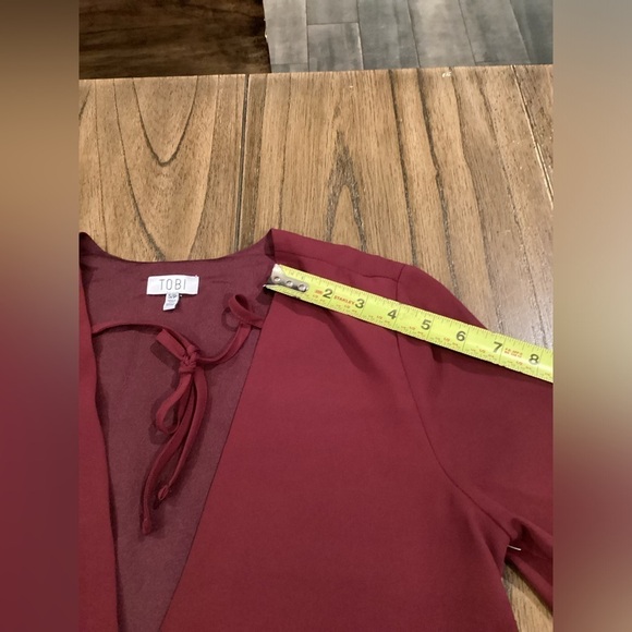 Tobi bell sleeve shift sheath knee length 3/4 Sleeve dress burgandy dress S - Picture 2 of 11